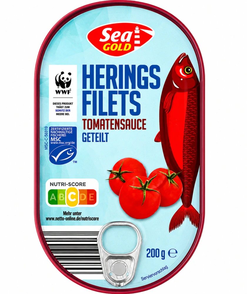 Sea Gold Kusy filetů ze sledě v rajčatové omáčce 200 g