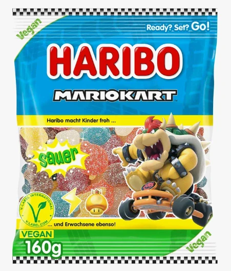 HARIBO Mariokart Sauer Kyselé ovocné želé bonbony 160 g