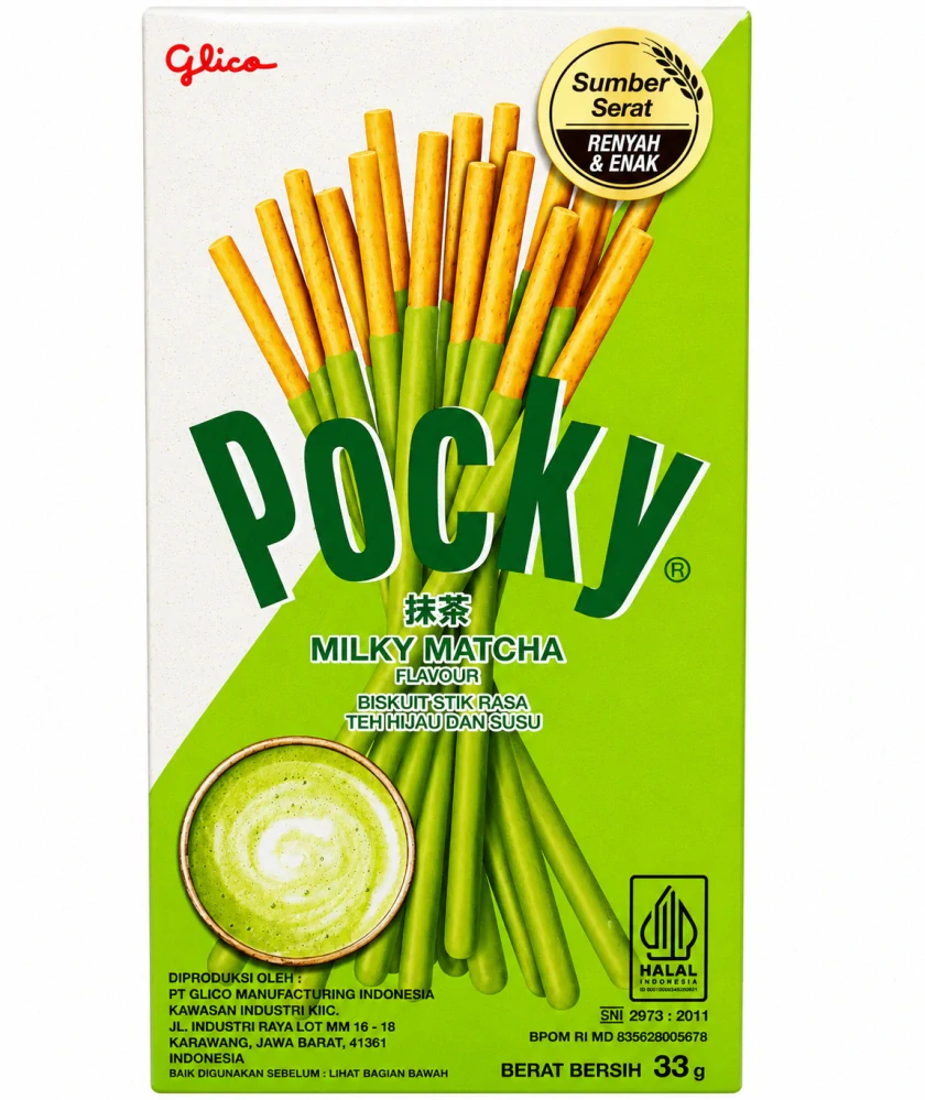 Glico Pocky Milky Matcha Sušenkové tyčinky s mléčnou matcha polevou 33 g