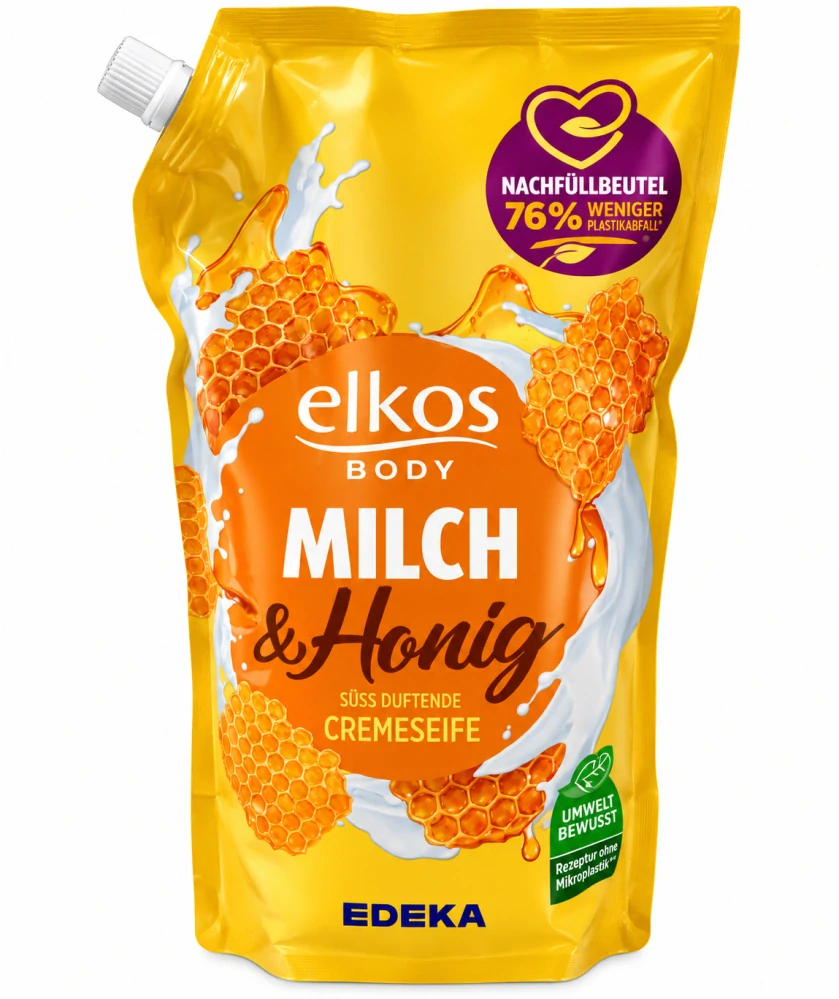 ELKOS Body Krémové mýdlo Mléko & Med – Náhradní náplň 1l