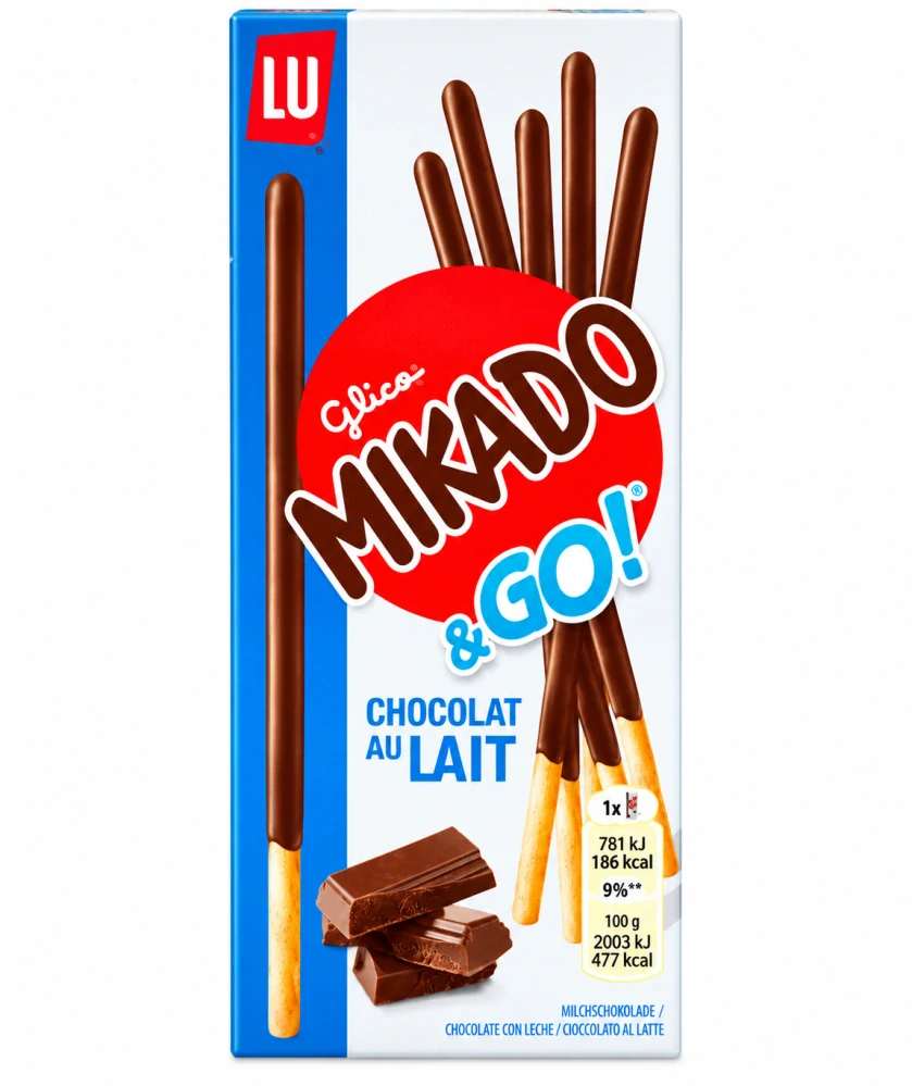 Mikado & Go! Sušenkové tyčinky s mléčnou čokoládou 39 g