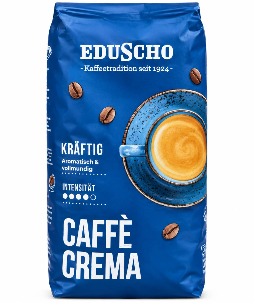 EDUSCHO Caffè Crema Kräftig Pražená zrnková káva 1000 g DMT: 10/2026