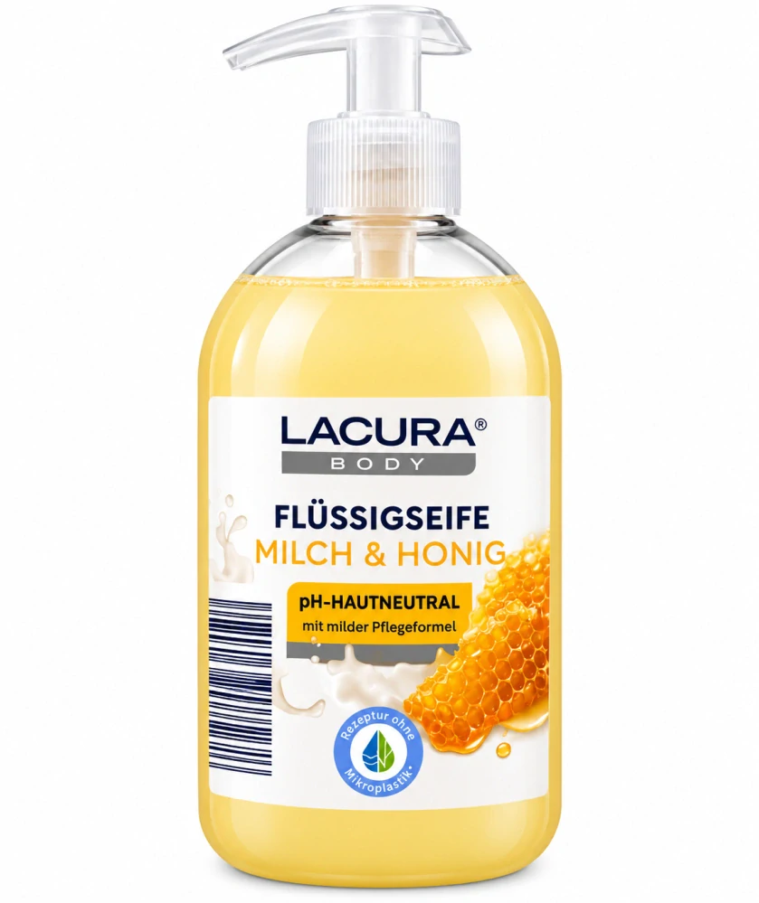 LACURA Body Tekuté mýdlo – Mléko & Med (Milch & Honig) 500 ml