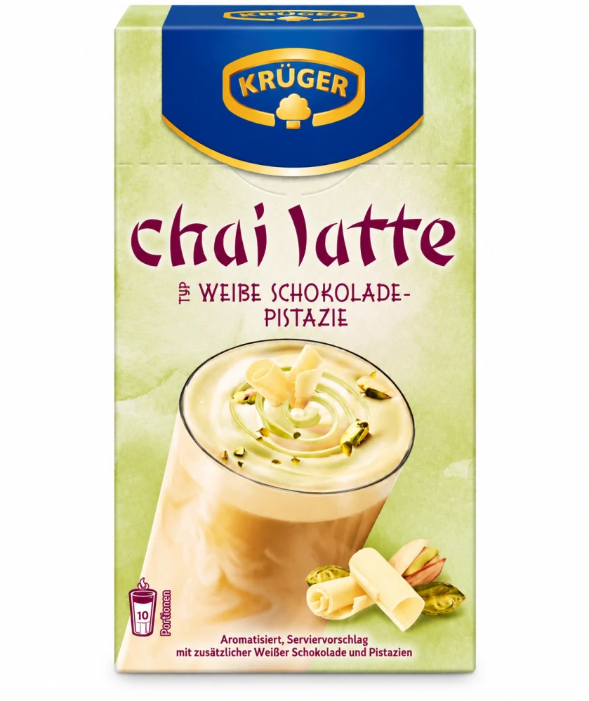 Krüger Chai Latte Weiße Schokolade-Pistazie Instantní nápoj s příchutí bílé čokolády a pistácie 250 g