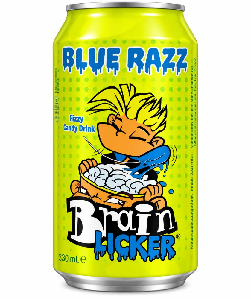 Brain Licker Blue Razz sycený nápoj s příchutí modré maliny 330 ml