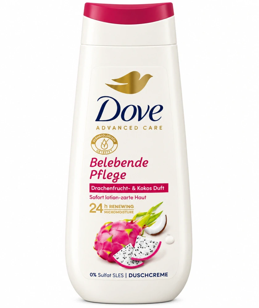 Dove Advanced Care Belebende Pflege – Sprchový krém Dračí ovoce & Kokos (225 ml)