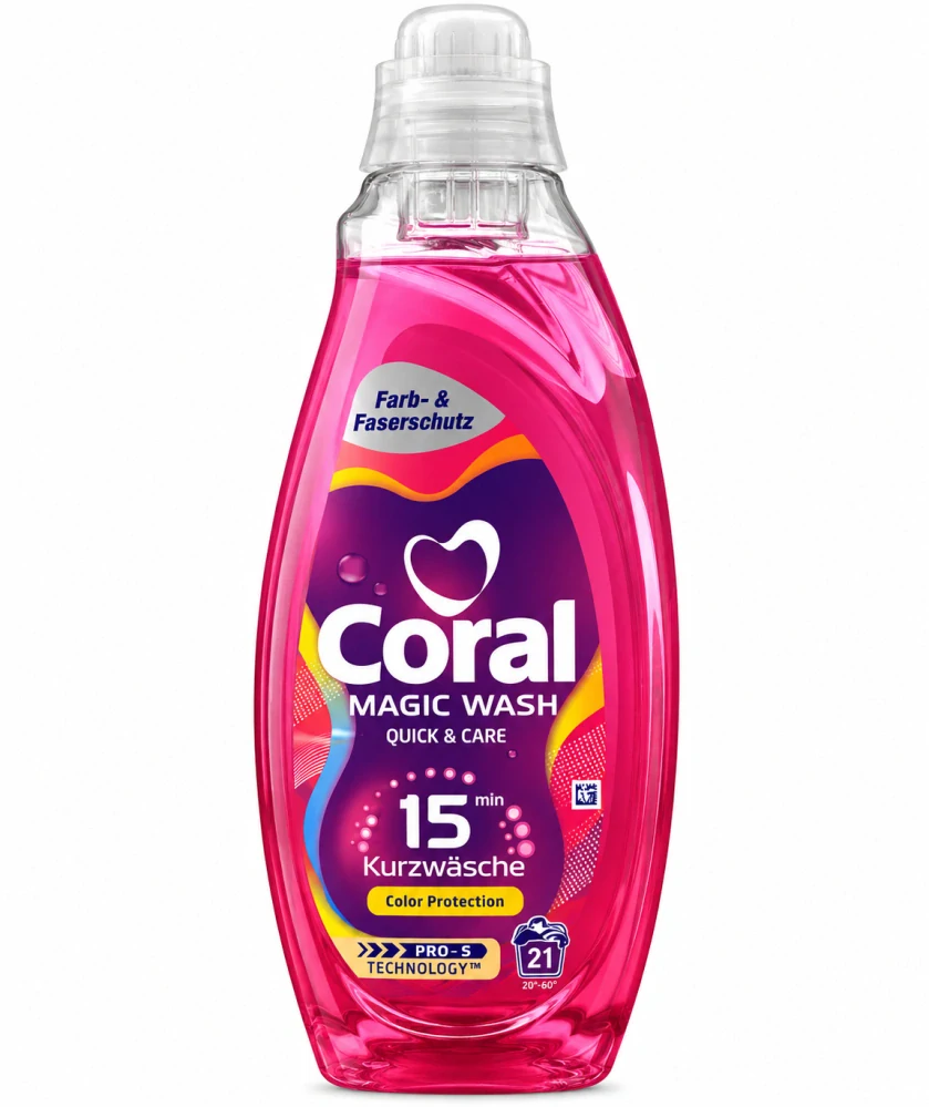 Coral Magic Wash Quick & Care – Color Protection (Tekutý prací prostředek pro krátké cykly, 840 ml / 21 prání)