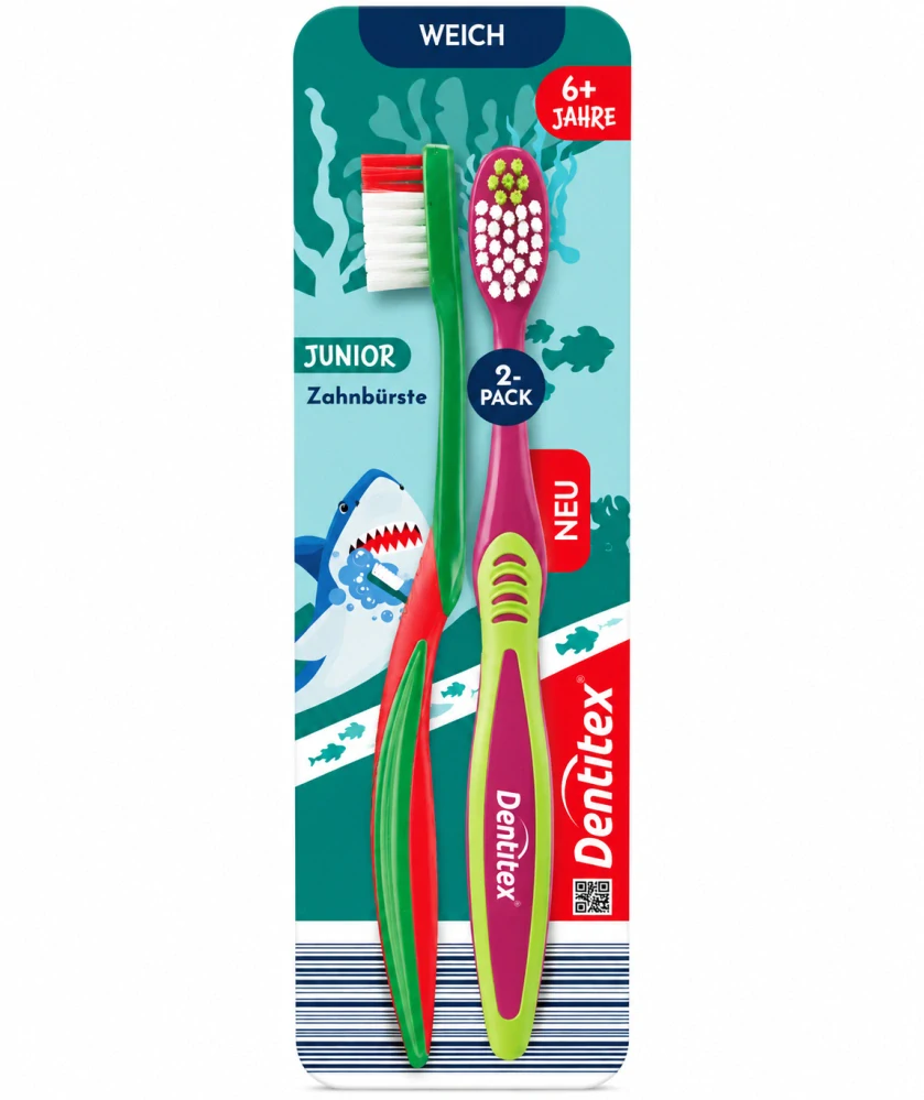 Dentitex Junior – Dětský zubní kartáček Měkký 6+ let (2 ks)