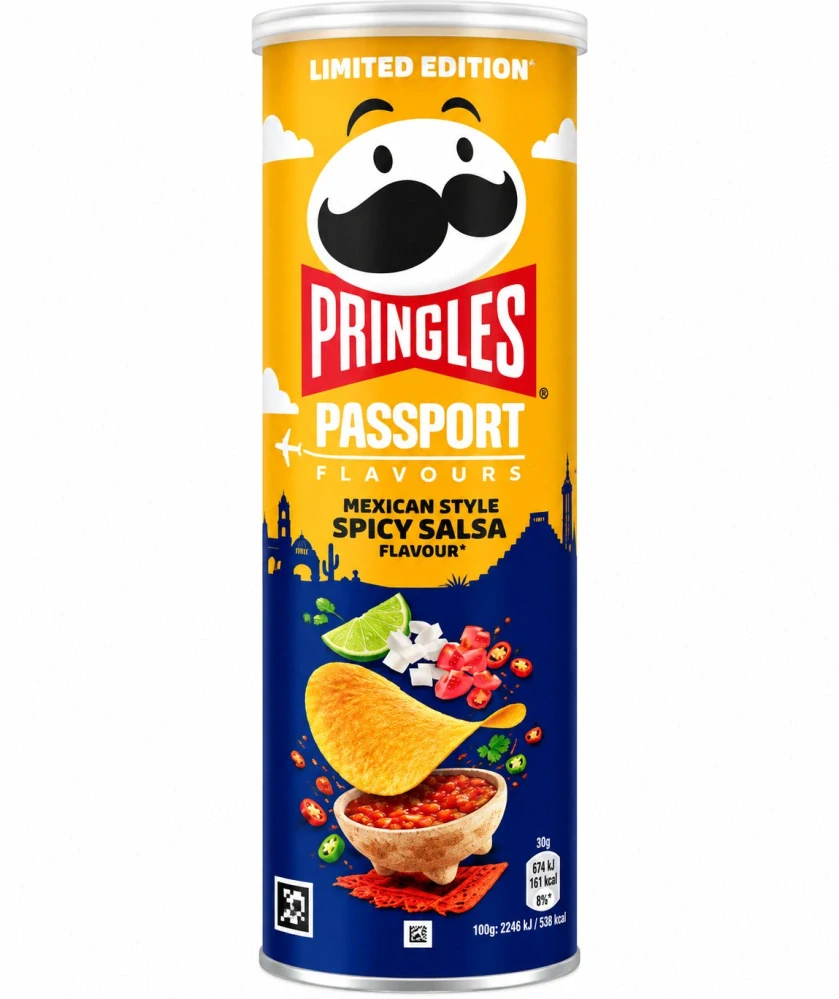 Pringles Passport Flavours Mexican Style Spicy Salsa – Slaný snack s pikantní příchutí salsa (165 g)