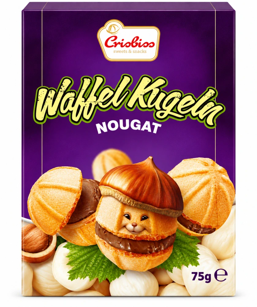 Crisbiss Oplatkové kuličky s nugátovou náplní 75 g