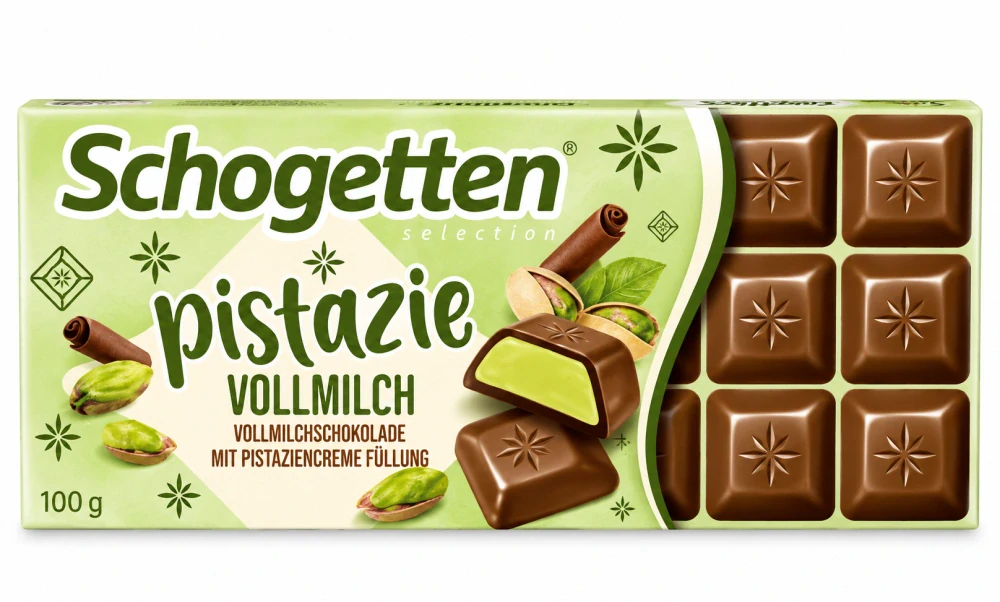 Schogetten Mléčná čokoláda s pistáciovou krémovou náplní 100 g