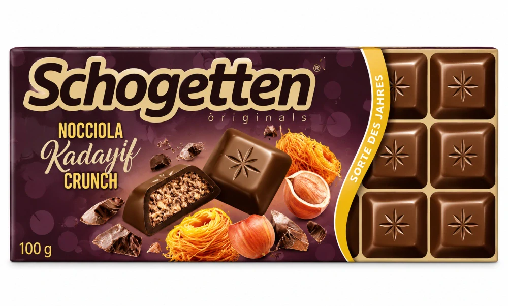 Schogetten Mléčná čokoláda s lískooříškovým krémem a křupavým kadayifem 100 g