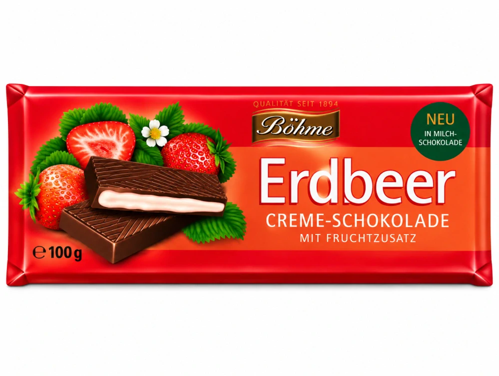 Böhme Mléčná čokoláda s jahodovou krémovou náplní 100 g