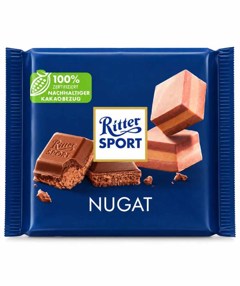 Ritter Sport Nugat – mléčná čokoláda plněná nugátem 100 g