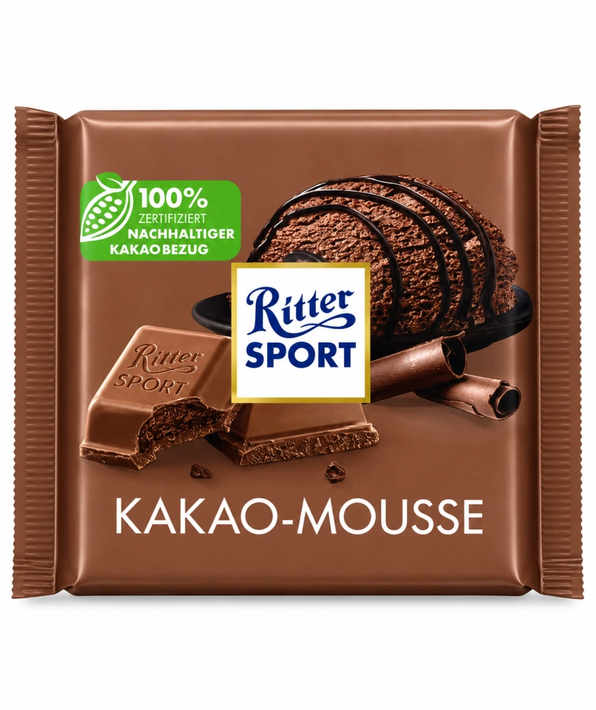 Ritter Sport Kakao-Mousse – plněná alpská mléčná čokoláda s kakaovou pěnou 100 g