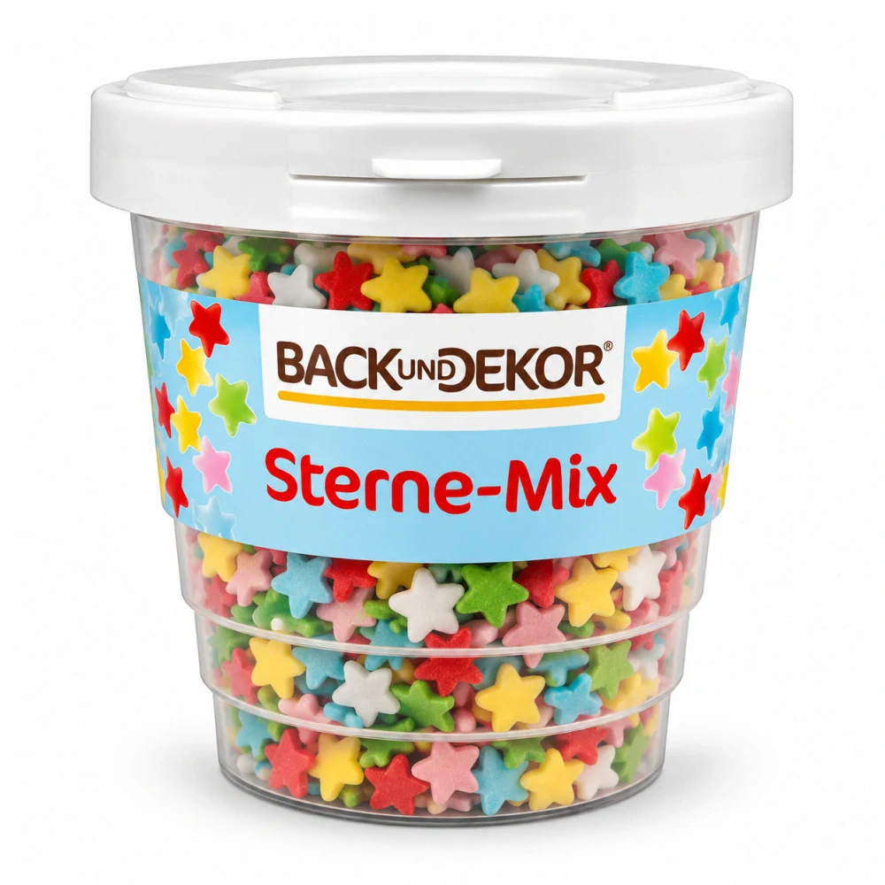 Back und Dekor Cukrový dekorační mix – barevné hvězdičky 60 g