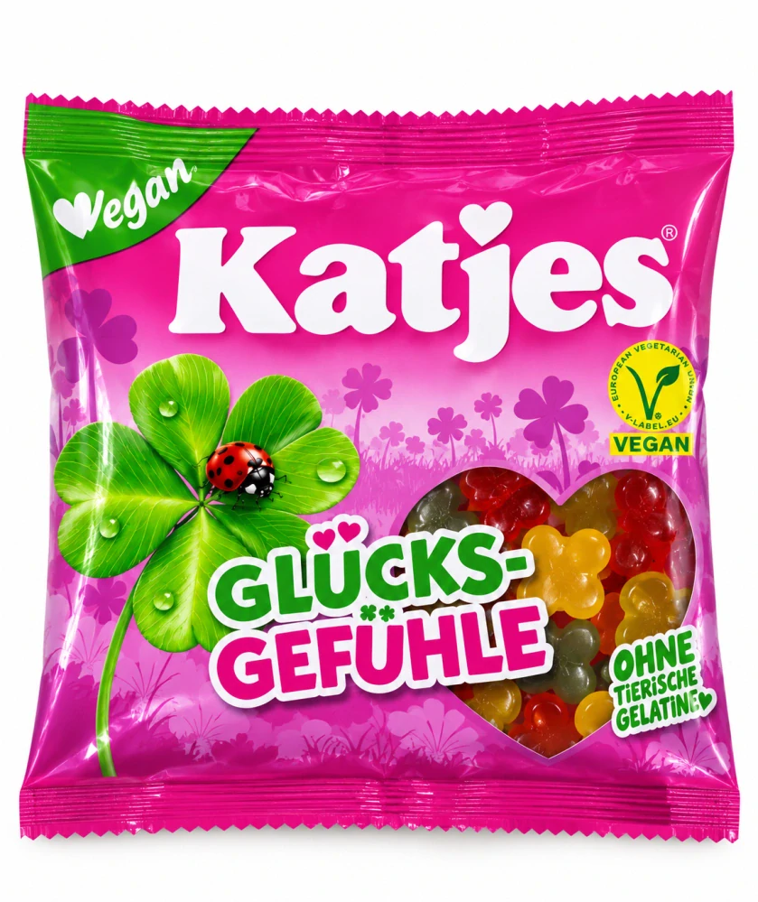 Katjes Glücksgefühle – ovocné želé bonbóny s lékořicí 210g