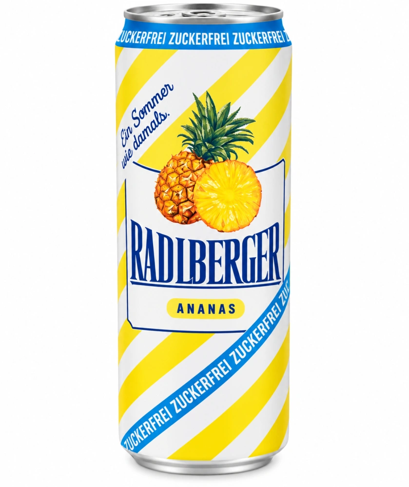 Radlberger Ananas - Nealkoholický sycený nápoj s příchutí ananasu bez cukru 330 ml