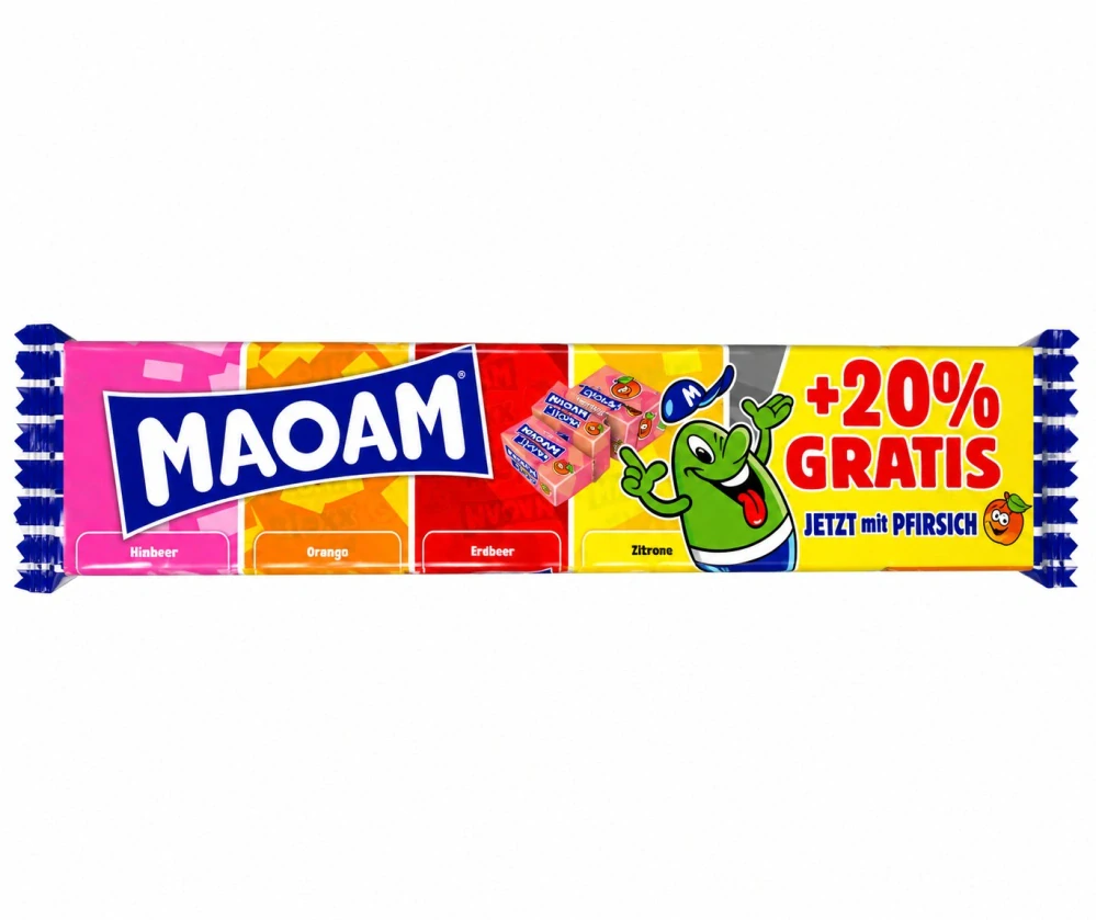 Maoam Bloxx Žvýkavé bonbóny s ovocnými příchutěmi a příchutí koly 264 g (12 × 22 g)