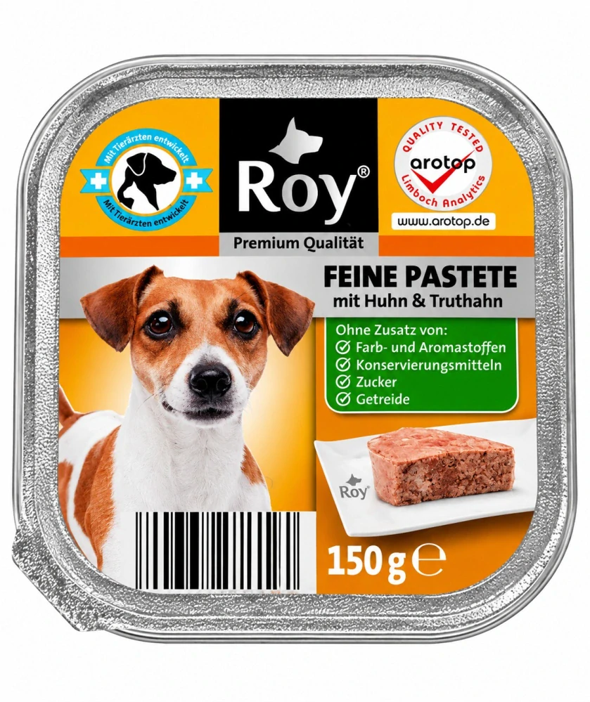 Roy Kompletní krmivo pro dospělé psy – Jemná paštika s kuřecím a krůtím masem 150 g