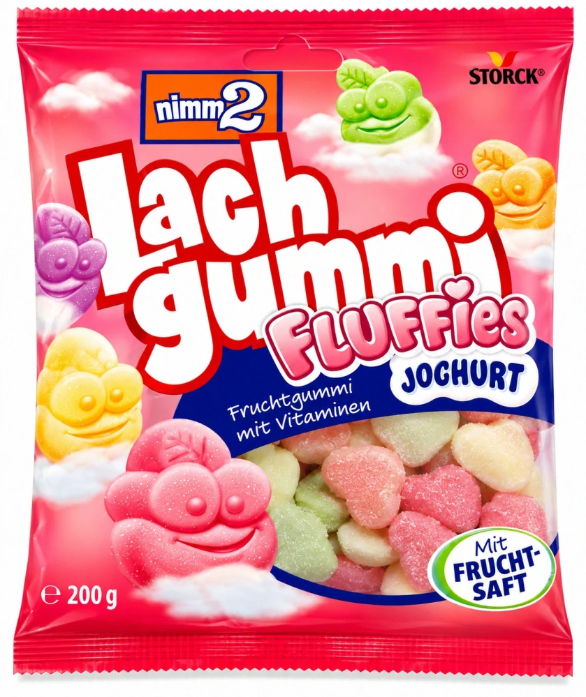 nimm2 Lachgummi Fluffies Joghurt Ovocné želé bonbóny s jogurtem a vitamíny 200 g