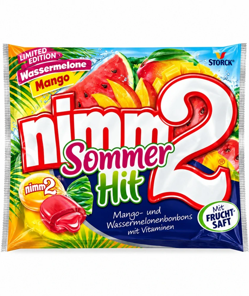 nimm2 Sommer Hit Plněné Bonbóny Mango a Vodní meloun s vitamíny 300 g