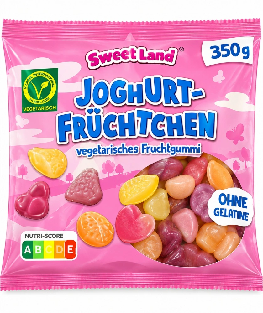 SweetLand Joghurt-Früchtchen Vegetariánské ovocné želé bonbóny s jogurtem 350 g