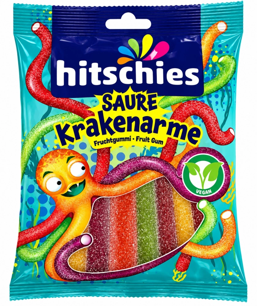 hitschies Kyselé chobotničky - Kyselé chapadla krakatice plněné ovocné želé 125 g