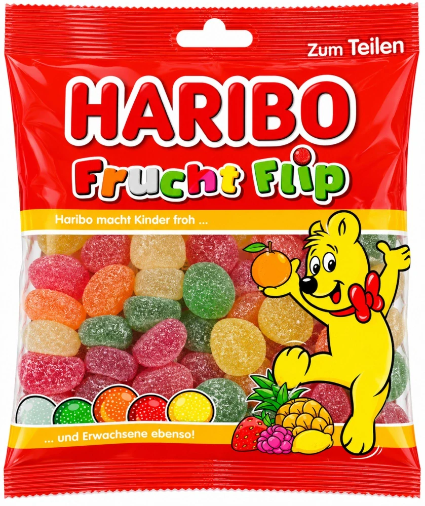 HARIBO Frucht Flip - Ovocné želé bonbóny s pocukrovaným povrchem 160 g