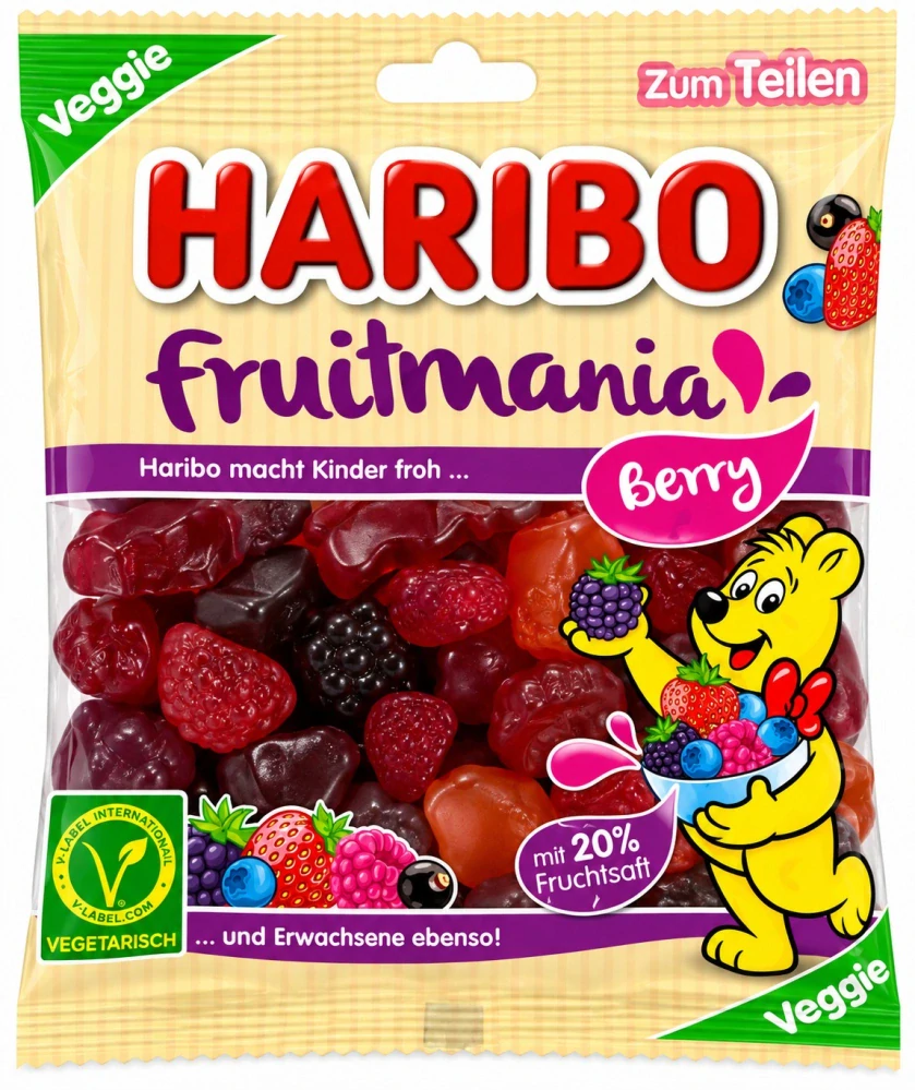 HARIBO Fruitmania Berry - Ovocné želé bonbóny s příchutí lesního ovoce 160 g