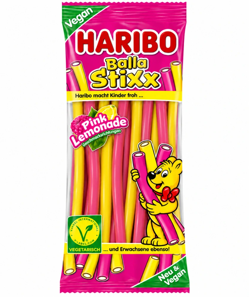 HARIBO Balla Stixx Pink Lemonade Ovocné želé tyčinky s příchutí růžové limonády (175 g)
