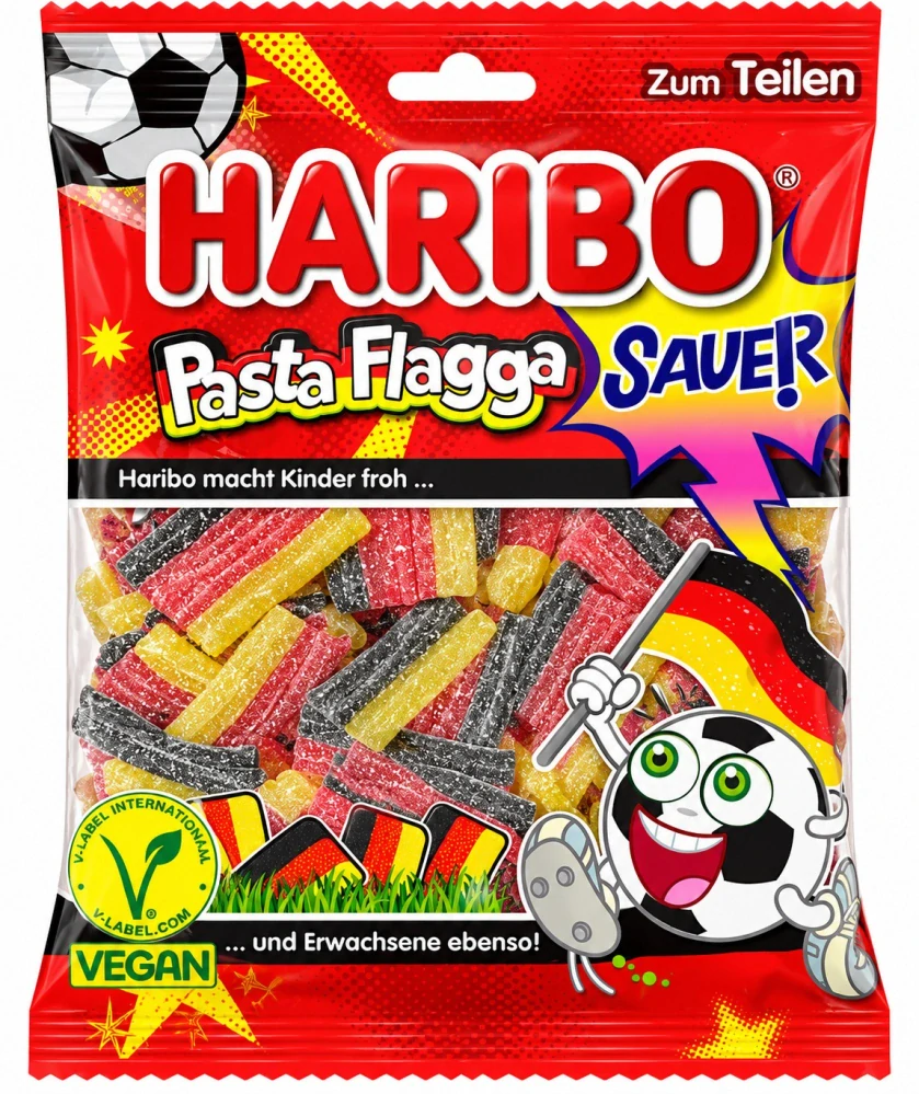 HARIBO Pasta Flagga Sauer - Kyselé ovocné želé plátky 160 g
