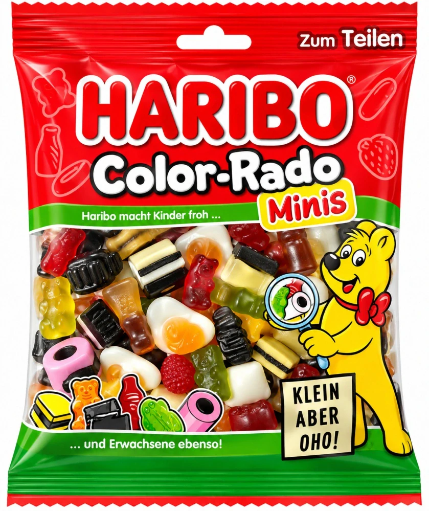 HARIBO Color-Rado Minis - Směs ovocného želé a lékořicového konfektu v mini provedení (160 g)
