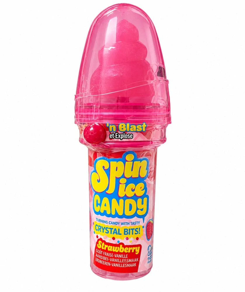DOK Spin Ice Candy - Lízátko v kornoutu s jahodovo-vanilkovou příchutí a dražovanými bonbóny 24 g