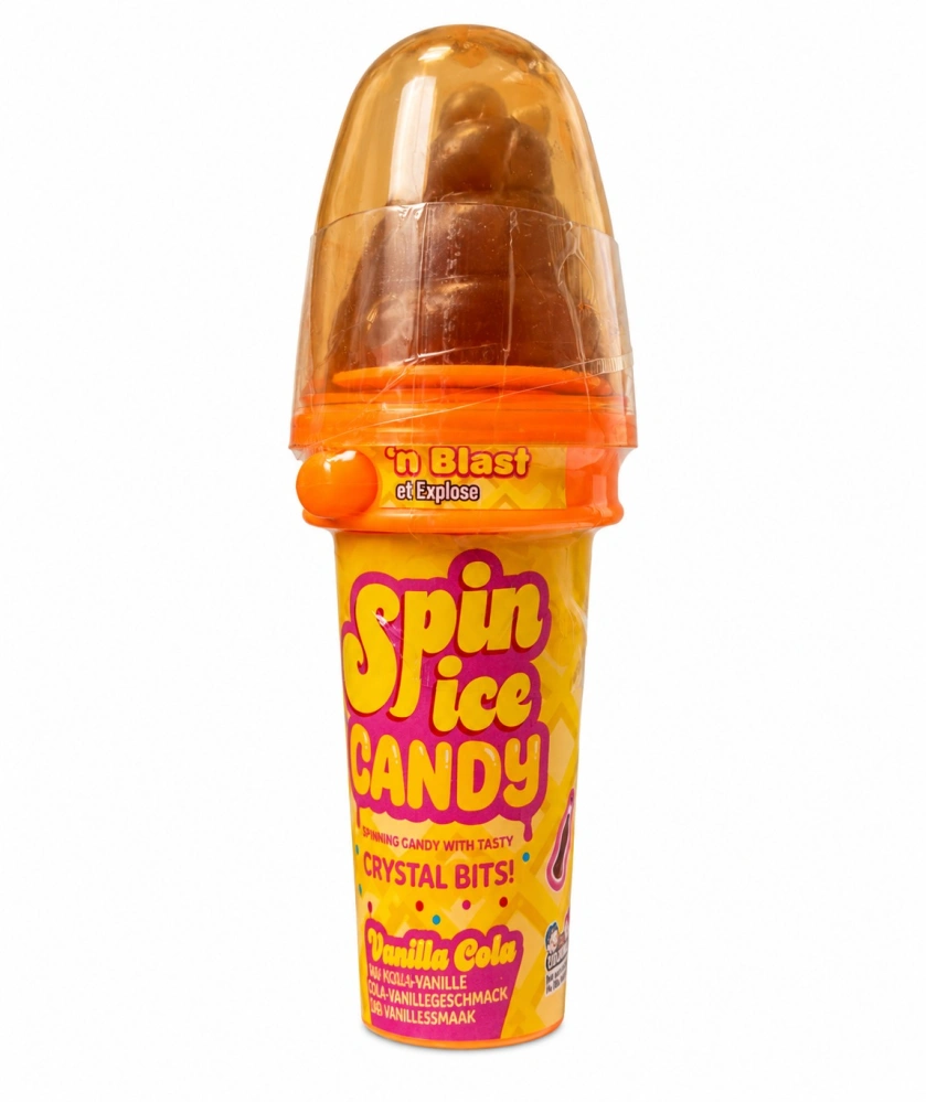 DOK Spin Ice Candy - Lízátko v kornoutu s příchutí koly a vanilky a dražovanými bonbóny 24 g
