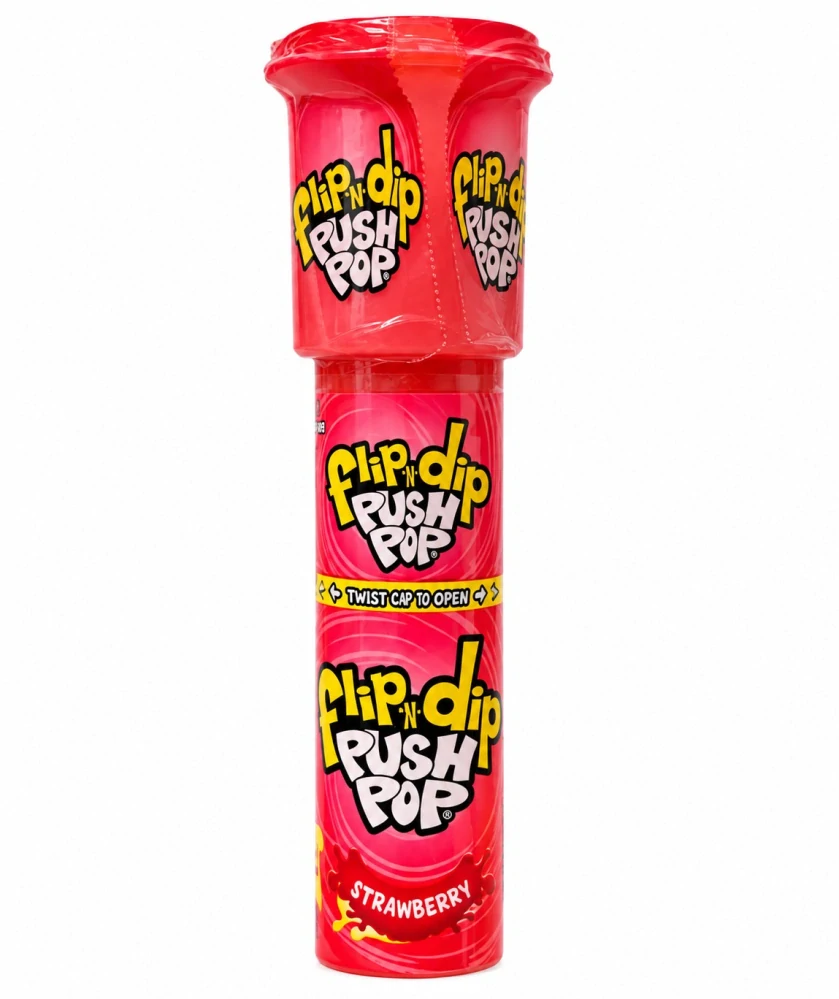 Push Pop Clip 'n' Dip - Tyčinkové lízátko s jahodovým práškem a příchutí jahody 25g