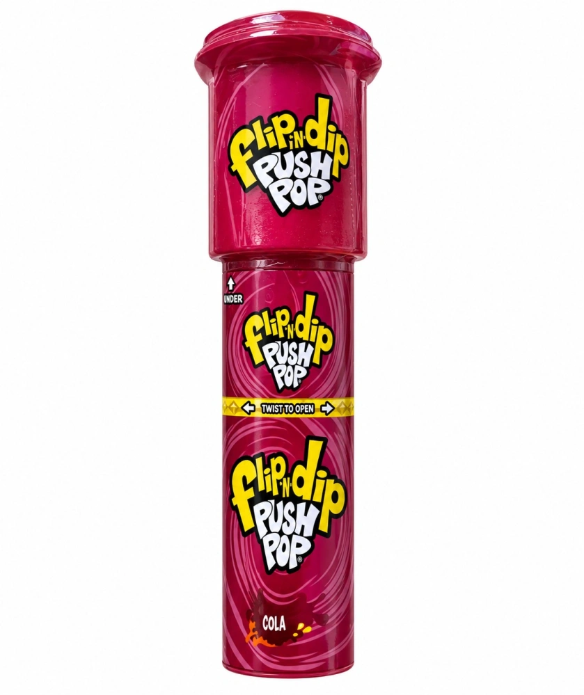 Push Pop Flip 'n' Dip - Tyčinkové lízátko s práškem a příchutí koly 25 g