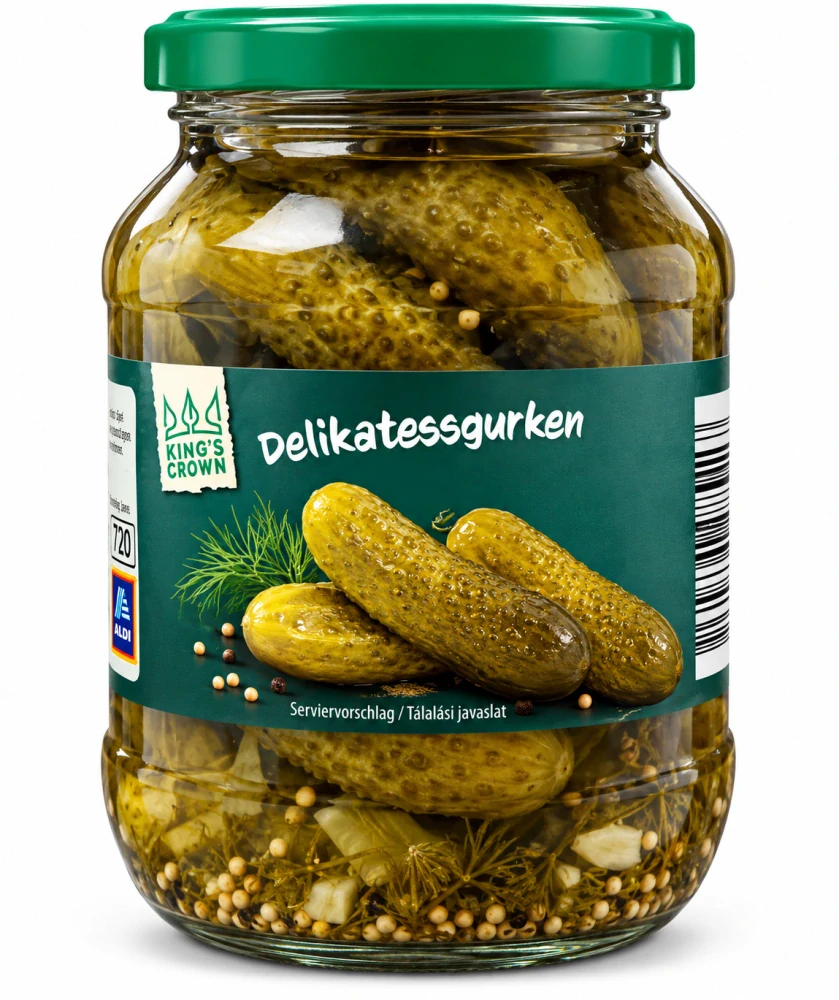 King's Crown - Sterilované okurky delikatesní 670 g / pevný podíl 360 g