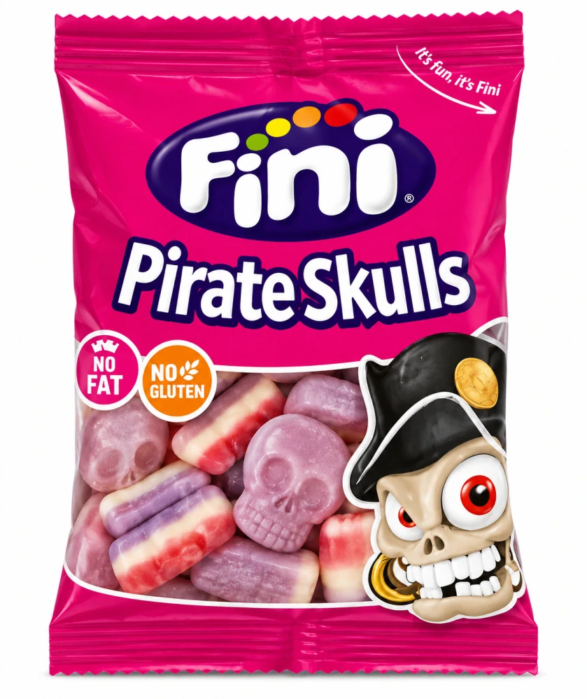 Fini Pirate Skulls Želé lebky s náplní 90 g