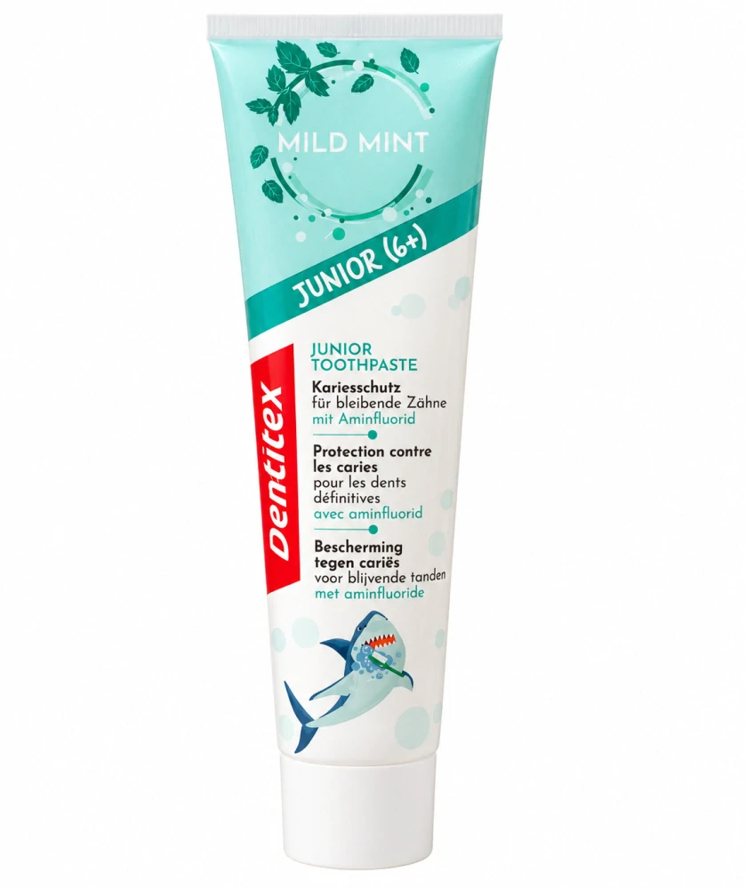 Dentitex Junior Dětská zubní pasta s jemnou mátovou příchutí a aminfluoridem od 6 let (100 ml)