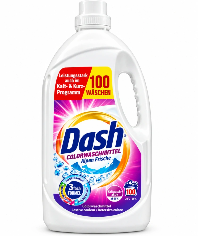 DASH Alpen Frische – Tekutý prací prostředek na barevné prádlo (100 pracích dávek) 4500ml