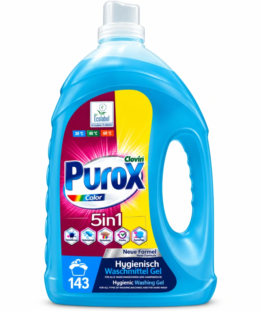 PuroX Color 5v1 Hygienický prací gel na barevné prádlo (143 pracích dávek) 4300ml