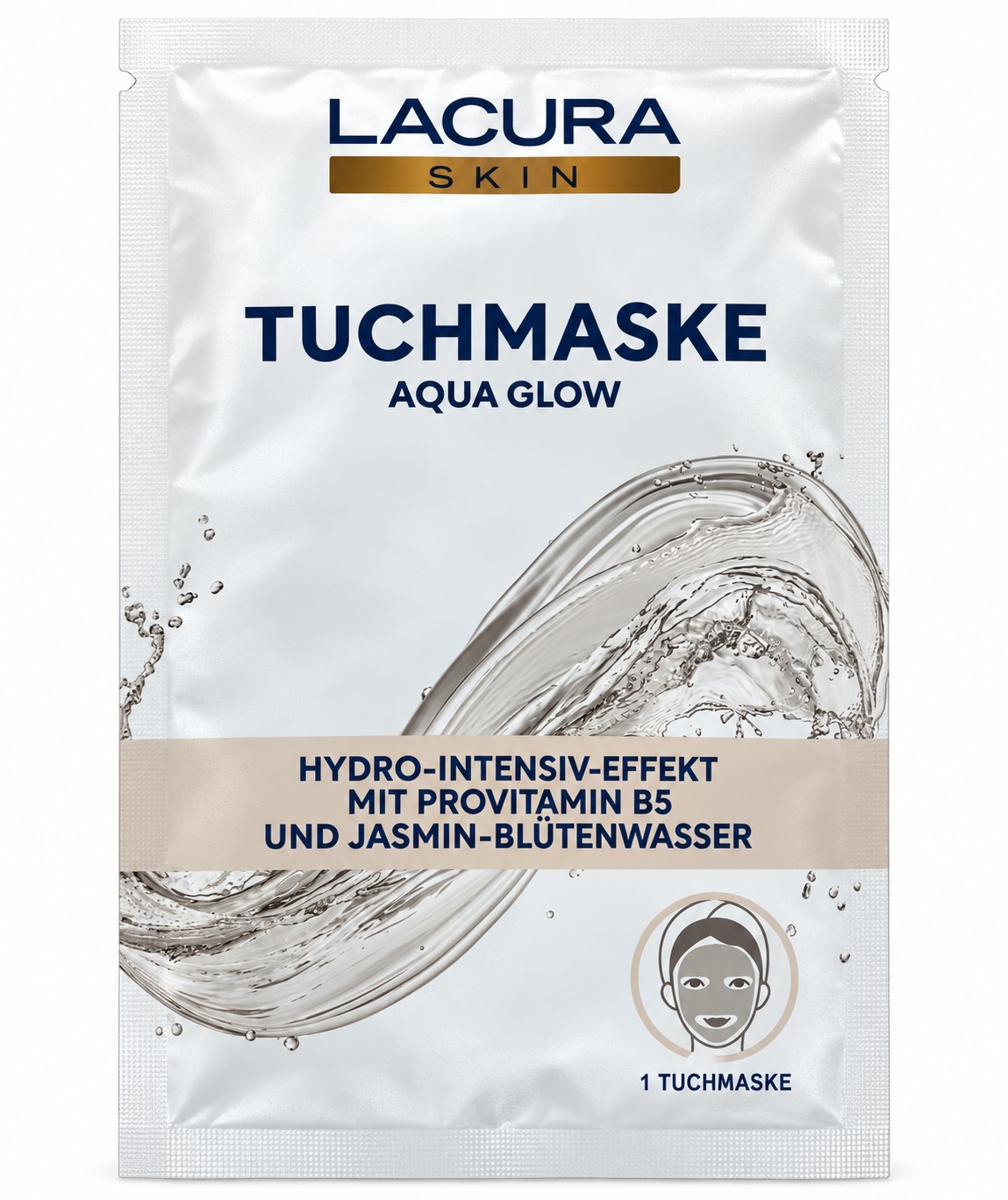 Lacura Skin Plátýnková maska Aqua Glow s provitaminem B5 a jasmínovou vodou 1 ks