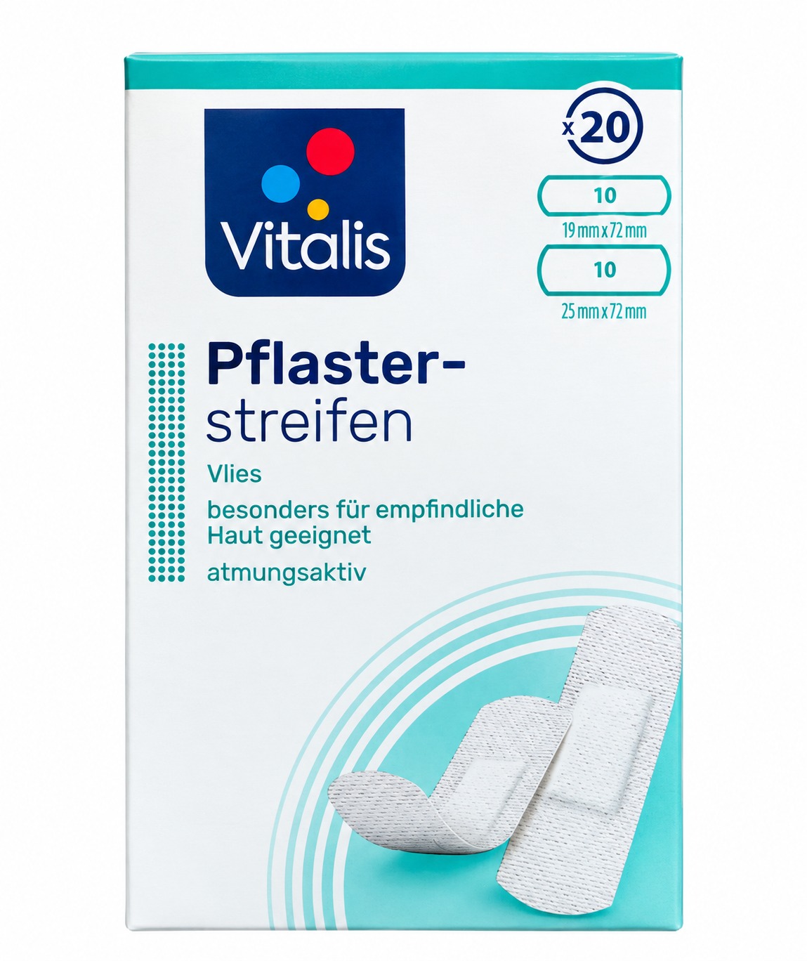 Vitalis Textilní náplasti na rány z netkané textilie Vlies (20 ks – různé velikosti)