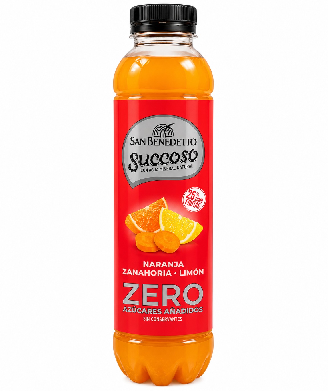 San Benedetto Succoso Ovocný nápoj Pomeranč, Mrkev a Citrón bez přidaného cukru 0,40 l