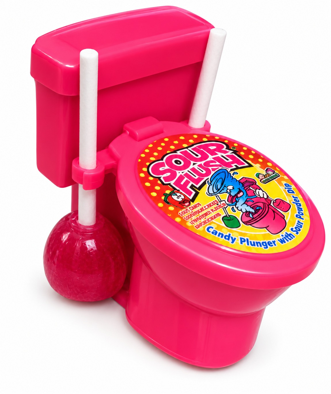 Sour Flush Lízátko s kyselým práškem Jahoda 39 g
