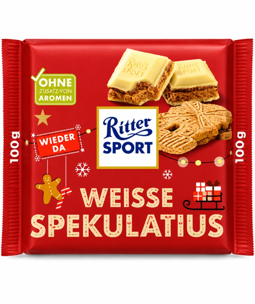 Ritter Sport Weisse Spekulatius bílá čokoláda s kořeněnou náplní a sušenkou 100 g