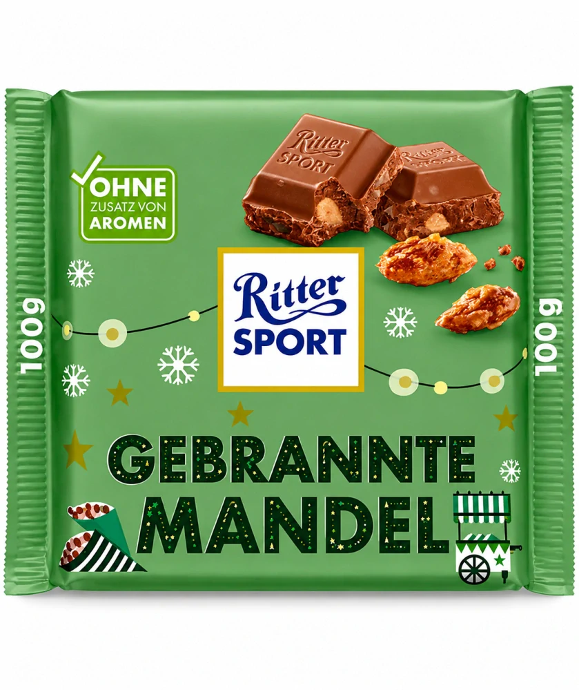 Ritter Sport Gebrannte Mandel mléčná čokoláda s karamelizovanými mandlemi 100 g