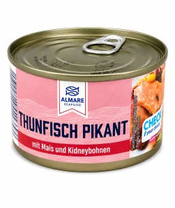 Almare Seafood Tuňák v pikantní omáčce s kukuřicí a červenými fazolemi 185 g