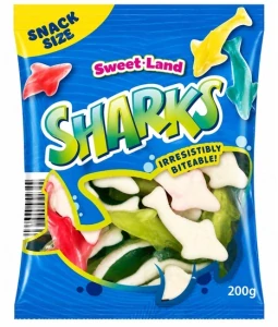 Sweet Land Sharks želé s pěnovou cukrovinkovou ve tvaru žraloků 200 g